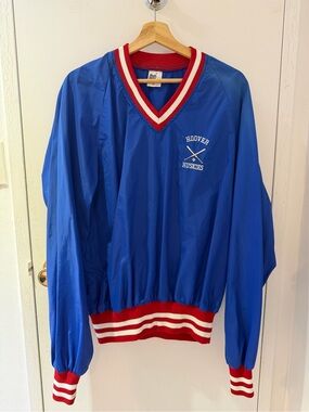 Hoover Huskies Blue Pullover Windbreaker with Red & White Trim